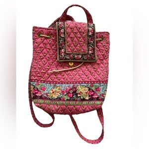 Vintage HTF Vera Bradley Pink Pansy Floral Mimi Backpack Retired